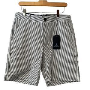 Ben Sherman Classic Flat Front Seersucker Shorts Navy White 30